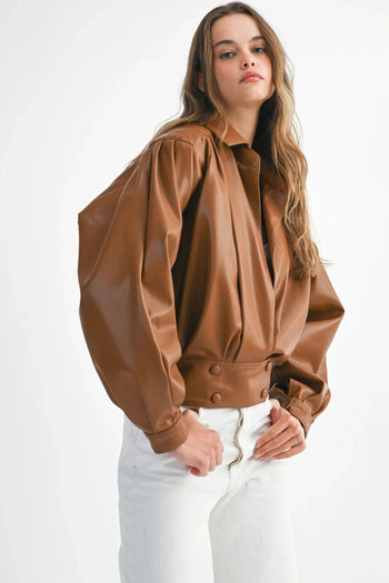 TheMellieShop Jackets Camel Bomber Jacket
