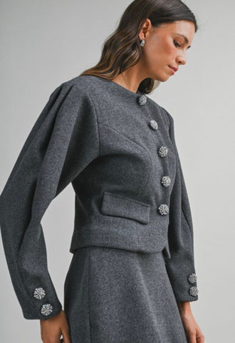 TheMellieShop Jackets Grey Crystal Jacket