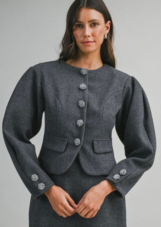 TheMellieShop Jackets Grey Crystal Jacket