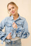 TheMellieShop Jackets Ruched Denim Jacket