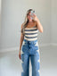 TheMellieShop Jeans Ivory Striped Bodysuit