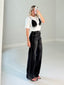 TheMellieShop Jeans Noir Leather Trim Jeans
