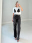TheMellieShop Jeans Noir Leather Trim Jeans