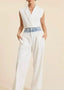 TheMellieShop Pants White Denim Waistband Trouser