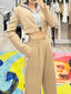 TheMellieShop Sets Beige Hooded Blazer Set