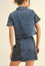 TheMellieShop Sets Color Block Denim Skirt Set