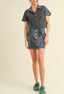 TheMellieShop Sets Color Block Denim Skirt Set