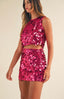 TheMellieShop Sets Cranberry Sequined Skirt Set