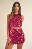 TheMellieShop Sets Cranberry Sequined Skirt Set