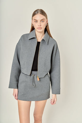 TheMellieShop Sets Grey Zip Up Skirt Set