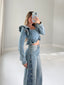 TheMellieShop Sets Ruffle Denim Top