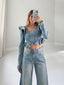 TheMellieShop Sets Ruffle Denim Top