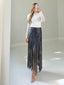 TheMellieShop Skirts Navy Fringe Skirt