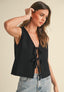 TheMellieShop Tops Black Tied Front Vest