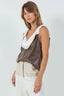 TheMellieShop Tops Brown Pleather Top