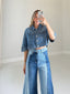 TheMellieShop Tops Denim Cape Top