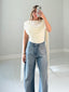 TheMellieShop Tops Ivory Cape Bodysuit