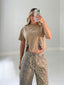 TheMellieShop Tops Khaki Crystal Top